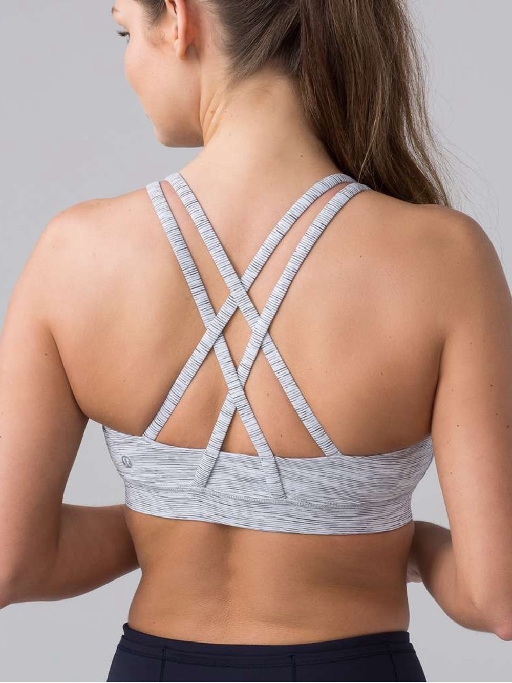 Lululemon Energy Strappy Sports Bra White Gray Stripe Wee Are From Space